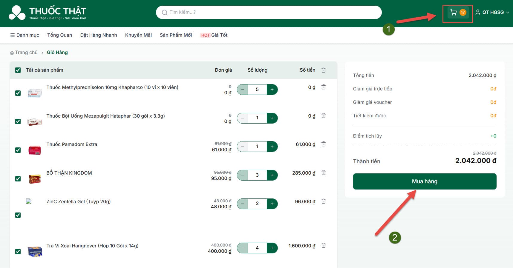 Hướng dẫn thêm vào giỏ hàng