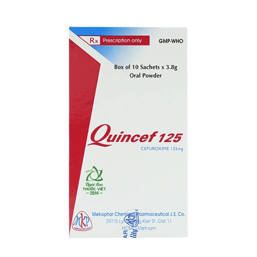 Thuốc bột uống Quincef 125 (Hộp 10 Gói x 3.8g)