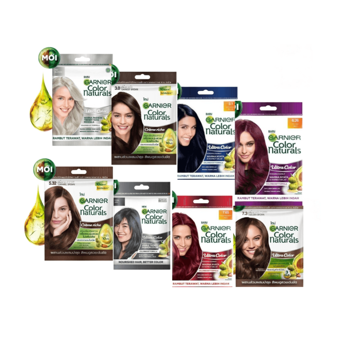 Kem Nhuộm Tóc Tại Nhà Màu Thời Trang - Garnier Color Naturals Ultra Colors (Túi x 100gr)