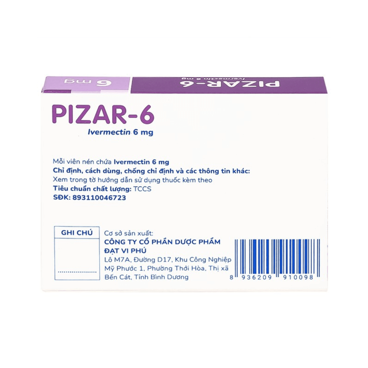 Viên nén Pizar-6 DaViPharm (1 vỉ x 4 viên)