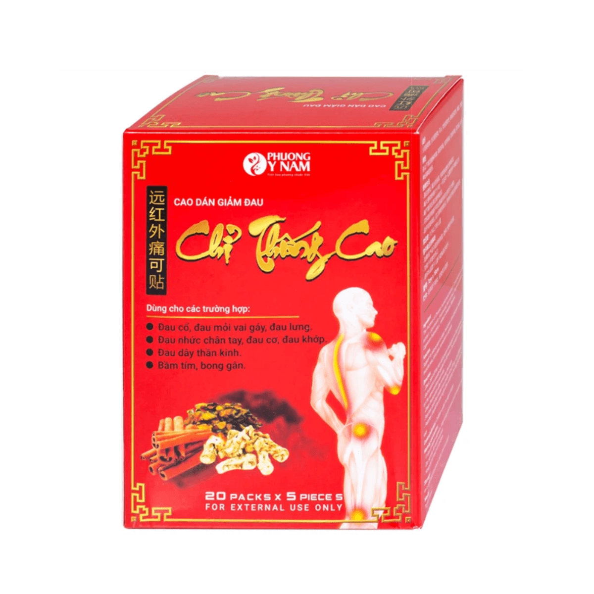 Cao dán giảm đau Chỉ Thống Cao (Hộp 20 Gói x 5 Miếng)