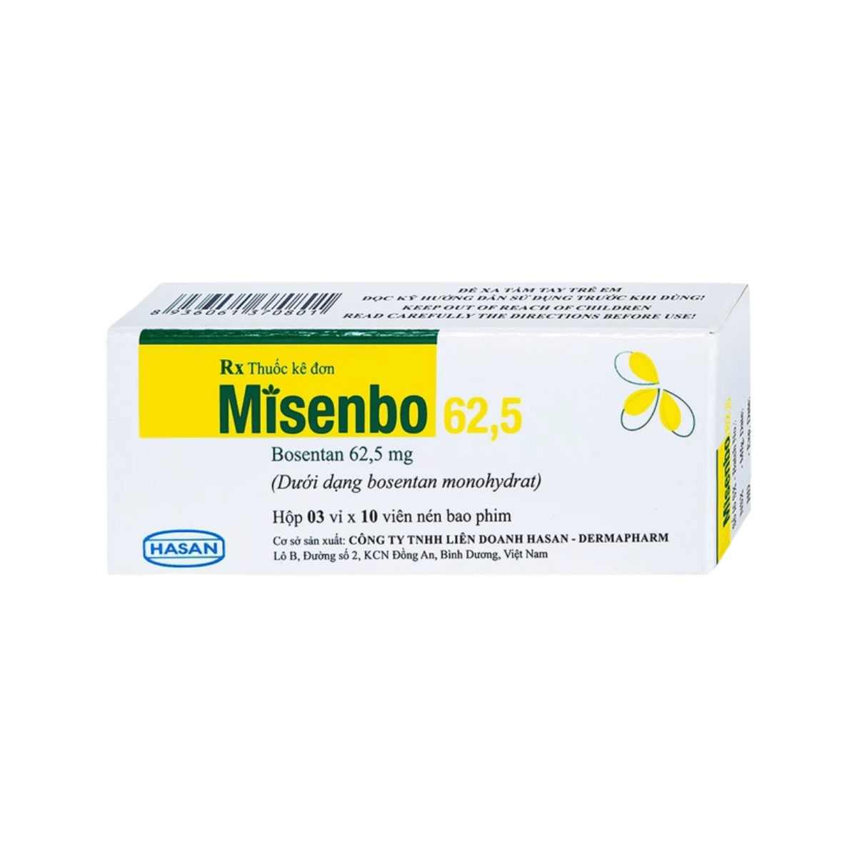 Viên nén Misenbo 62,5 Hasan (3 vỉ x 10 viên)