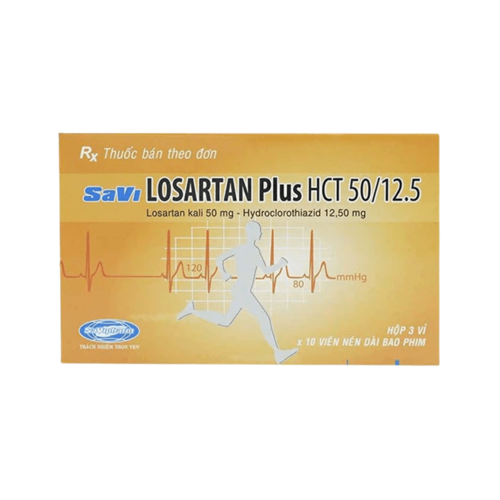 Losartan Plus HCT 50/12.5 Savi Pharm (Hộp 3 vỉ x 10 viên)