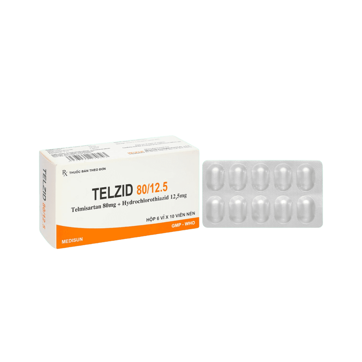 Thuốc Telzid 80/12.5 Medisun (6 vỉ x 10 viên)