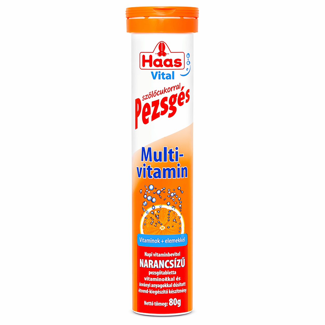 Viên sủi Haas Vital Pezsgés Multi-vitamin hương cam bổ sung vitamin (Tuýp 20 viên)
