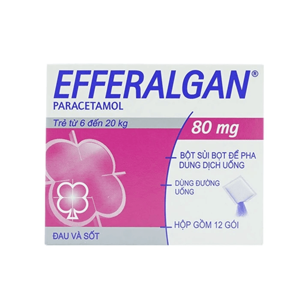 Bột Sủi Efferalgan 80mg Upsa Sas Giảm Đau, Hạ Sốt (12 Gói)