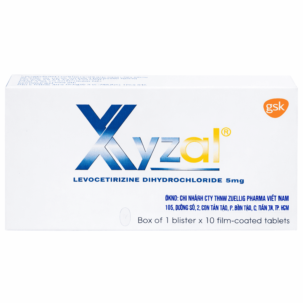 Xyzal 5mg GSK (Hộp 1 vỉ x 10 viên)