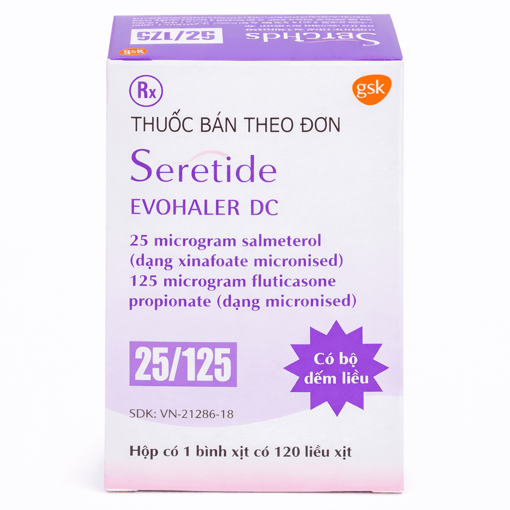 Khí dung Seretide Evohaler DC 25/50 GSK (Hộp 120 liều)