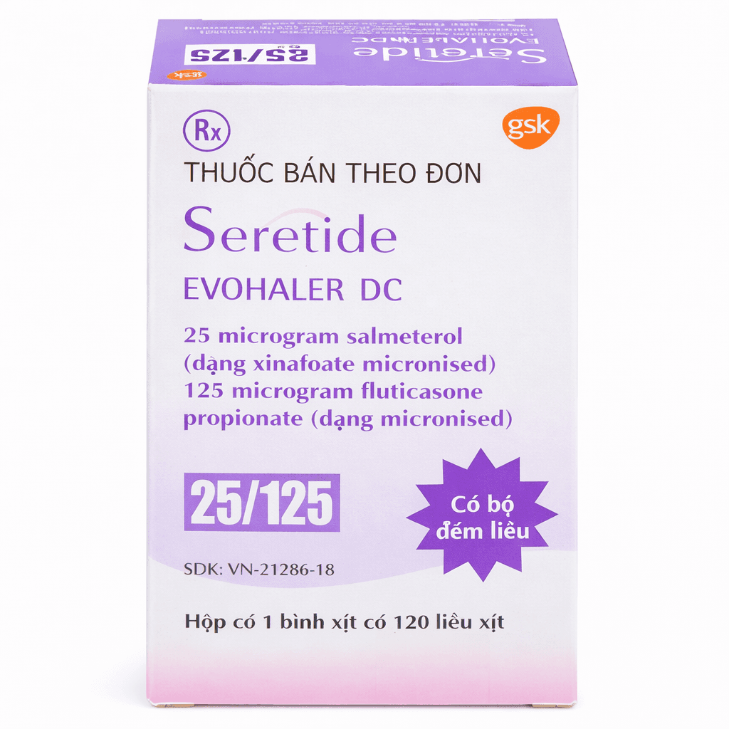 Khí dung Seretide Evohaler DC 25/125 GSK (Hộp 120 liều)