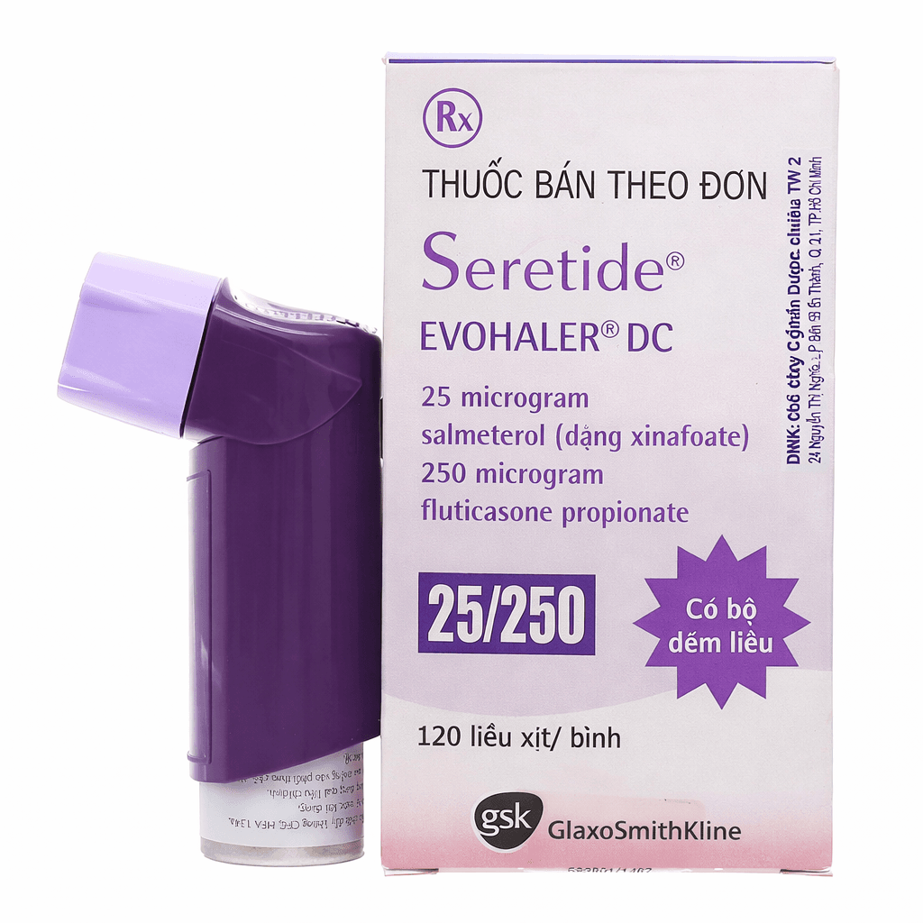 Khí dung Seretide Evohaler DC 25/250 GSK (Hộp 120 liều)