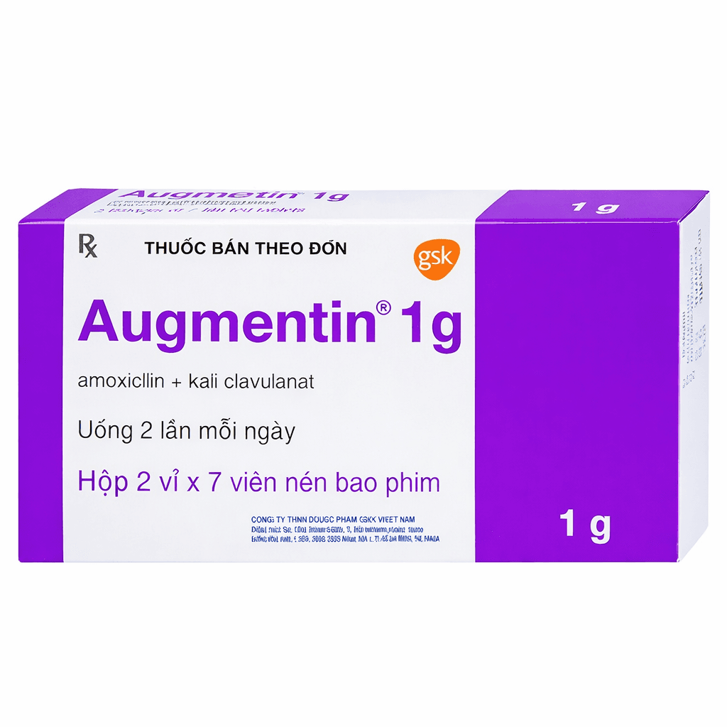 Augmentin 1g GSK (Hộp 2 vỉ x 7 viên)
