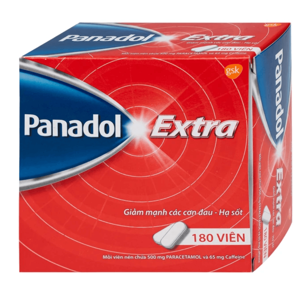 Viên nén Panadol Extra đỏ GSK giảm mạnh các cơn đau, hạ sốt, điều trị đau đầu, đau lưng (15 vỉ x 12 viên)